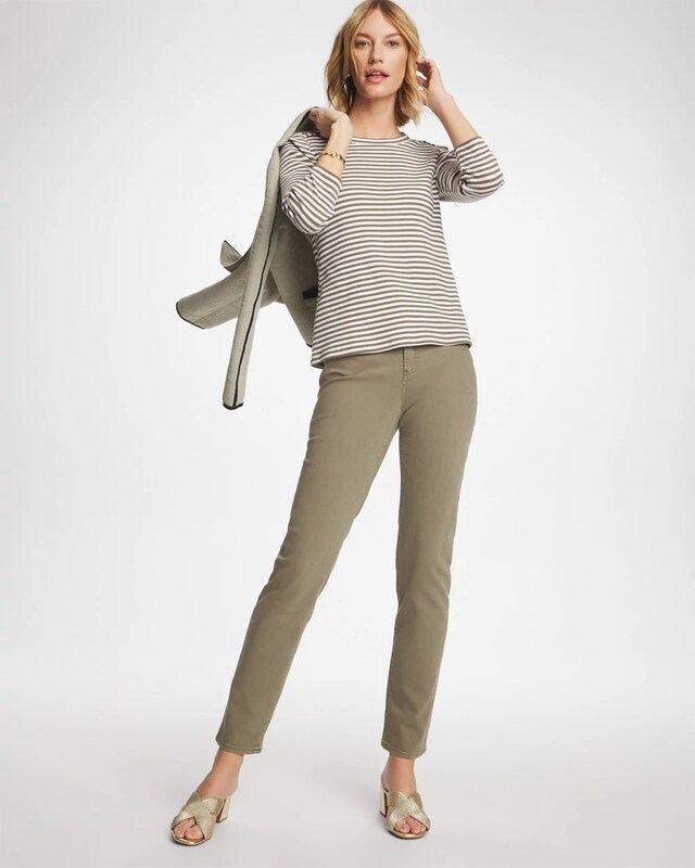 Striped Ribbed Button Crewneck Tee - image 3